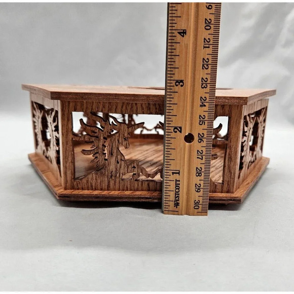 Handcrafted 6-sided Wooden Trinket Box Unicorn Laser Cut Brown Keepsake Jewelry - Picture 13 of 16